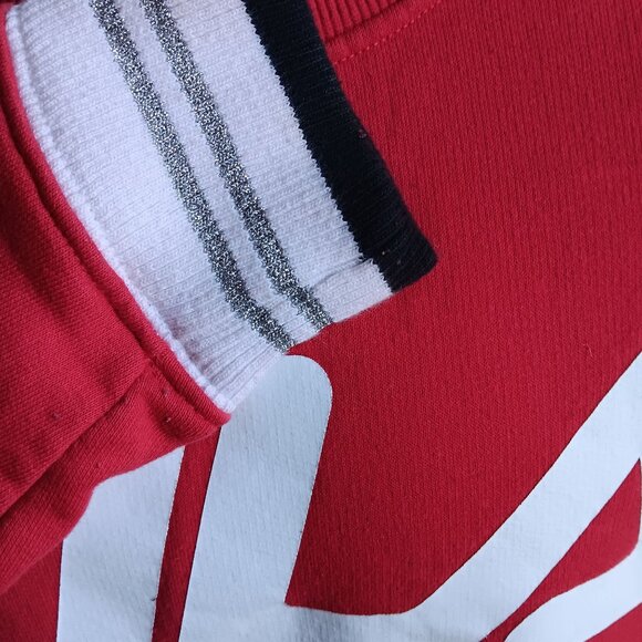 Fila Red Men's Crewneck Sweatshirt With Logo & Striped Cuffs Large - Picture 3 of 5